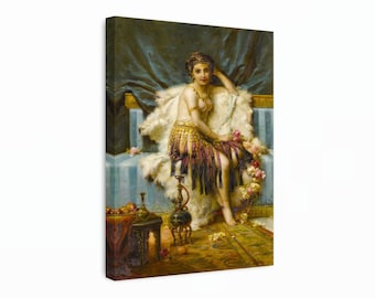 ハンス・ハッセントイフェル「花を持つ少女」アートプリント：ロマン