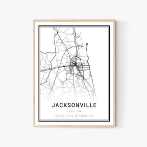 Jacksonville Map Print | Jacksonville City Map Print, Jacksonville Print, Jacksonville Wall Art, Jacksonville Canvas Art, Home Office Decor