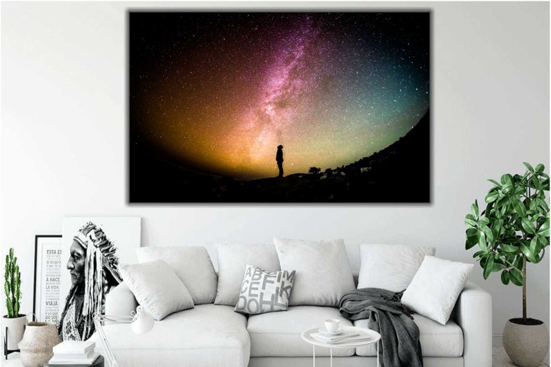Milky way Galaxy Wall Art NASA Wall Decor Space Wall Art Outer Space Print Milkyway Galaxy Canvas Milky Way Print Space Decor
