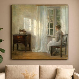 Carl Vilhelm Holsoe Canvas Print: Victorian Woman in Sunlit Room