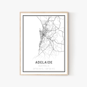 Adelaide Map Print | Australia City Maps, Adelaide City Map Print, Adelaide Print, Adelaide Wall Art, Adelaide Gift, Home Office Wall Decor