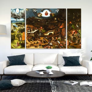 Hieronymus Bosch &#39;Last Judgment&#39; Triptych Canvas Art: Medieval Religious Painting