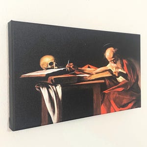 Caravaggio St. Jerome, der Leinwand-Wandkunst, Barockkunst, berühmtes Gemälde, Caravaggiol-Leinwandkunst, Reproduktionsleinwandkunst, religiöse Kunst schreibt