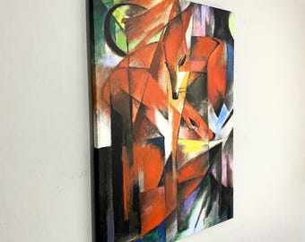 Franz Marc - Rävarna (1913) Canvastavla, Abstrakt djurväggdekoration