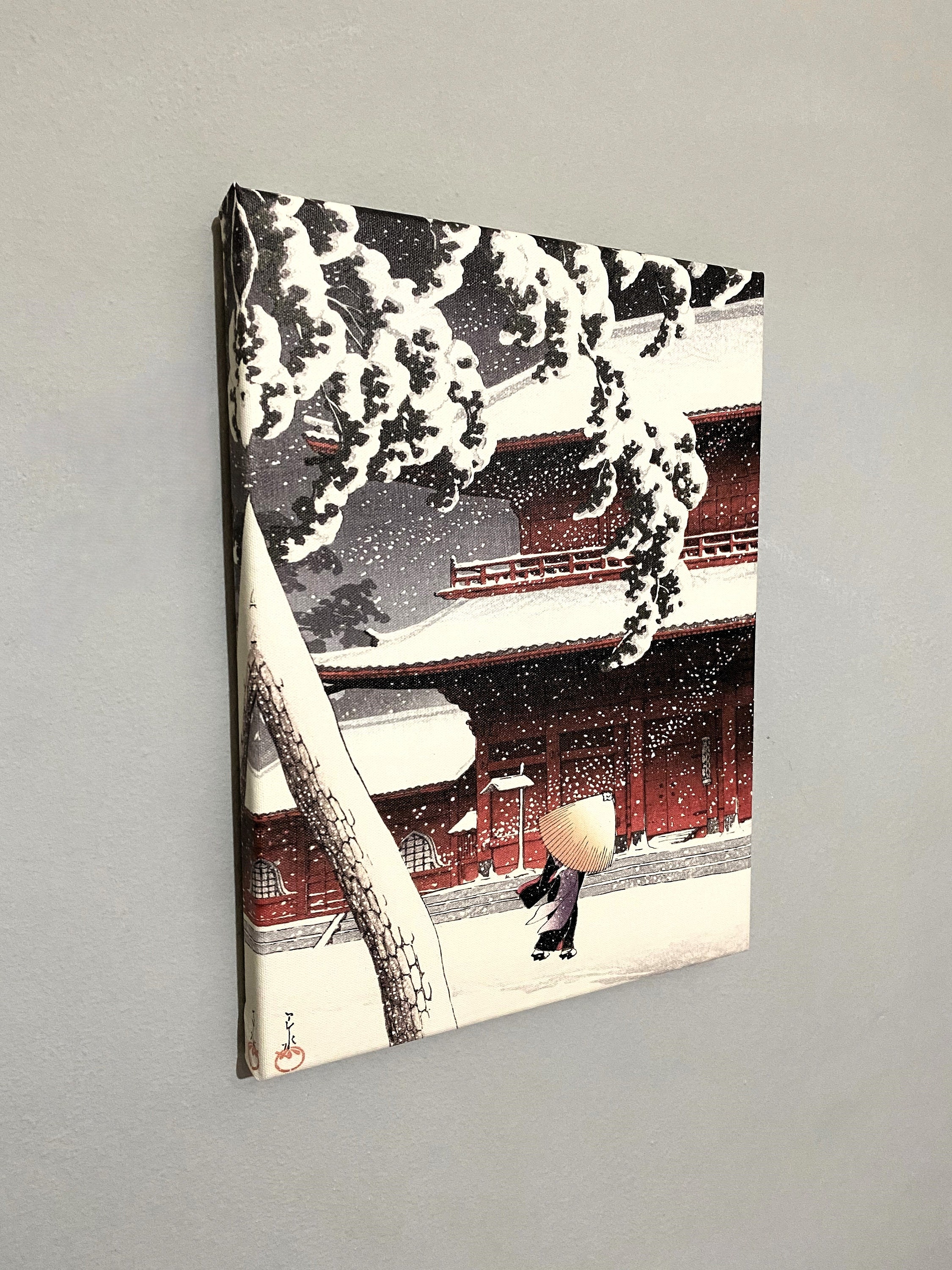 Hasui Kawase Zojo Temple Canvas Print: Japanese Winter Scene
