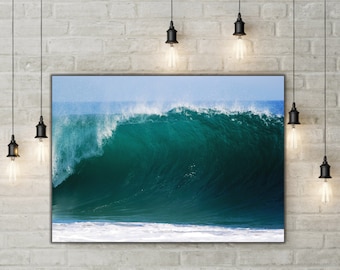 Ocean Wave Canvas Print: Blue Sea Wall Art, Surf Decor
