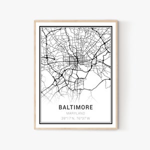 Baltimore City Map Print | Maryland Maps, Baltimore Map Print, Baltimore Print, Baltimore Wall Art, Baltimore Canvas Art, Home Office Decor