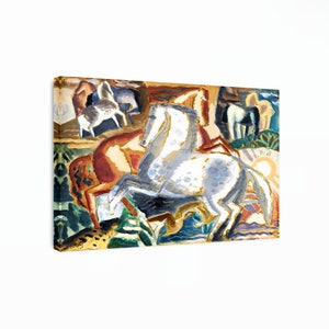 Horses in Landscape (1928) by Leo Gestel Canvas Art, Horse Wall Art, Cubism Art, Horse Canvas, Reproduction Canvas Print, Modern Home Art