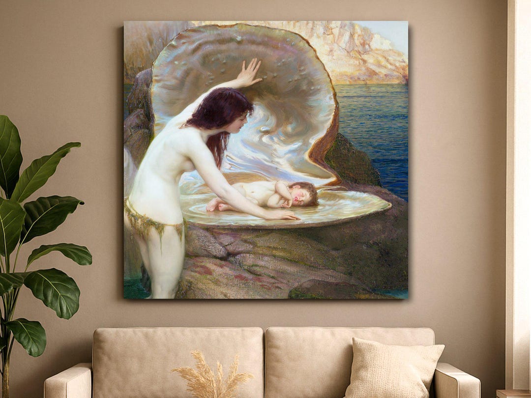 A Water Baby by Herbert Draper Canvas Art | Mythological Wall Decor - Etsy