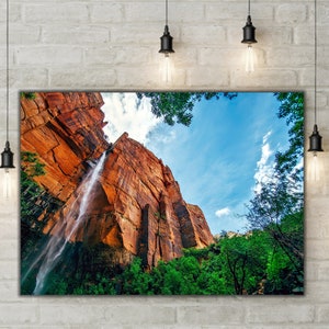 Leinwanddruck Berg | Yosemite-Nationalpark, Yosemite-Landschaft, Wasserfall-Druck, Nationalpark-Druck, Bäume, Landschaftsdekor