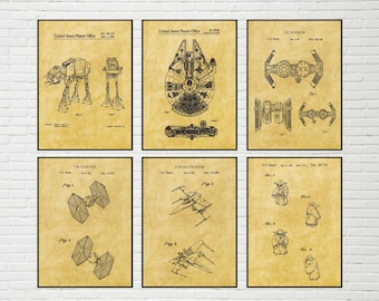 Star Wars Set Of 6 Patent Prints | Patent Wall Art, Star Wars Art, Star Wars Bedroom, Patent Decor, Star Wars Patent Art, Star Wars Gift