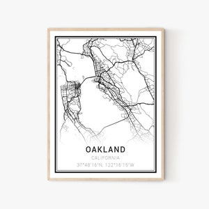 Oakland Stadt Karte Drucken | Kalifornien Karten, Oakland Karte Druck, Oakland Druck, Oakland Wandkunst, Oakland Leinwand Kunst, Oakland Dekor, Büroeinrichtung