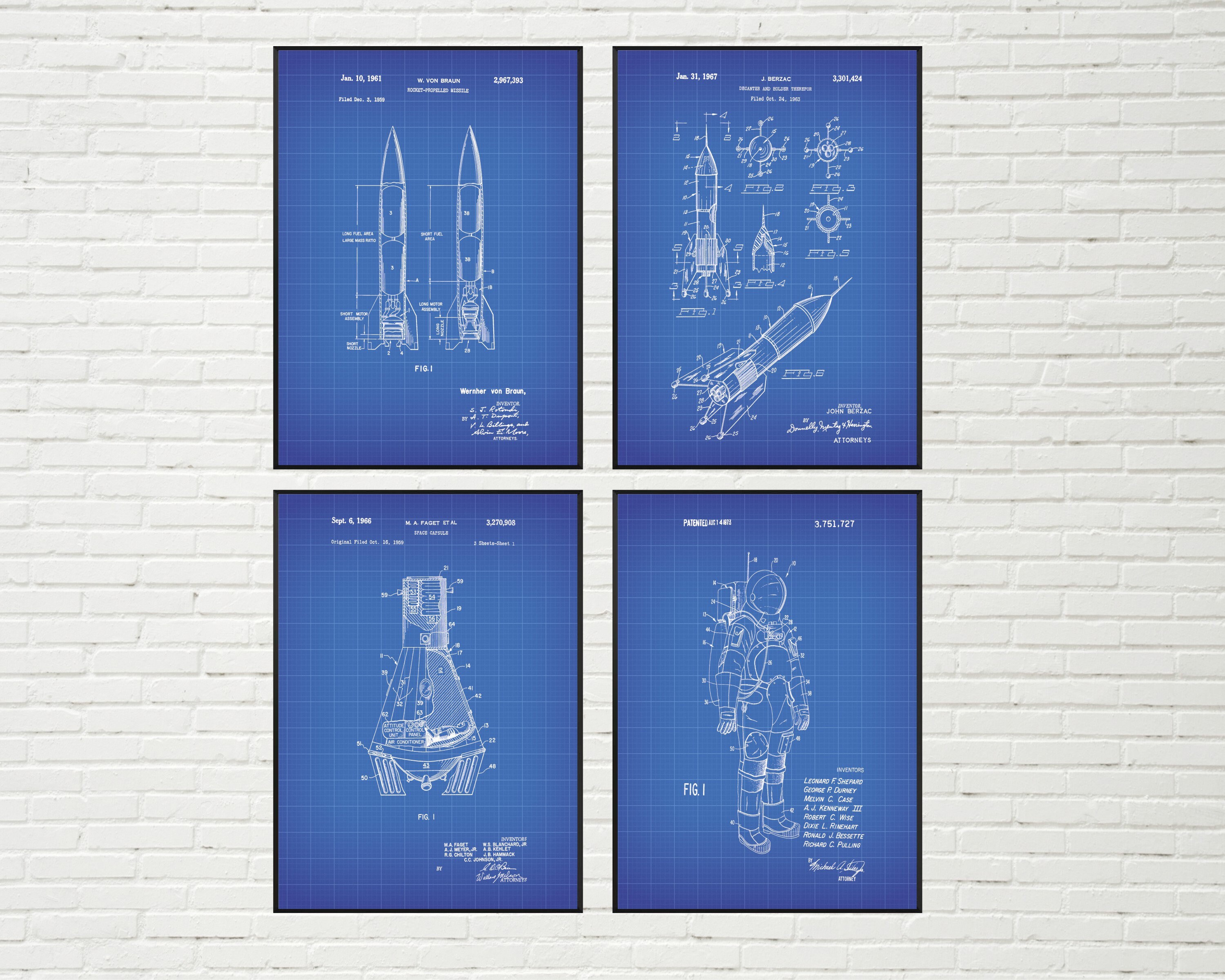 Space Patent Art Prints: NASA Rocket, Capsule, Suit (set of 4) - Etsy