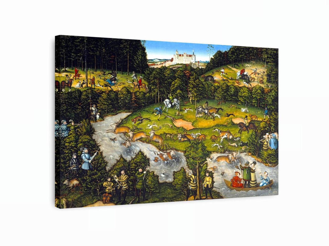 Hunting Renaissance Scene Lucas Cranach Canvas, Renaissance Hunting Scene Print, Cranach Wall Art ...