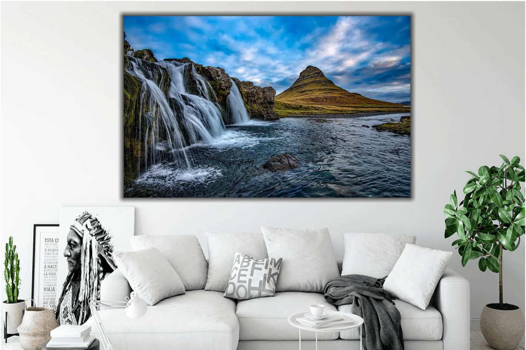 Iceland Waterfall Canvas Art, Landscape Wall Decor - Etsy
