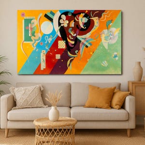 カンディンスキー抽象キャンバスアート - モダン幾何学壁アート - カラフルな絵画複製、リビングルームの装飾