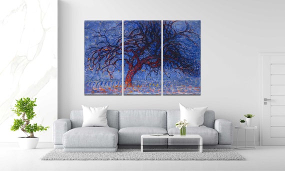Mondrian Evening Red Tree Canvas Art: Fine Art Reproduction - Etsy