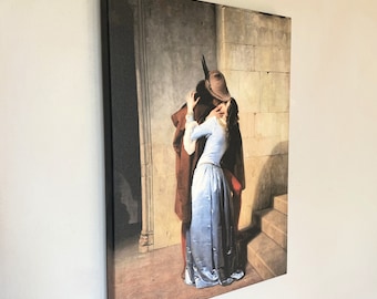 【ヴィンテージ商品】イタリア壁掛けThe Kissフランチェスコ・アイエツ絵画 フランチェスコ・アイエツ【接吻】 - 手描き 絵画（油絵複製画