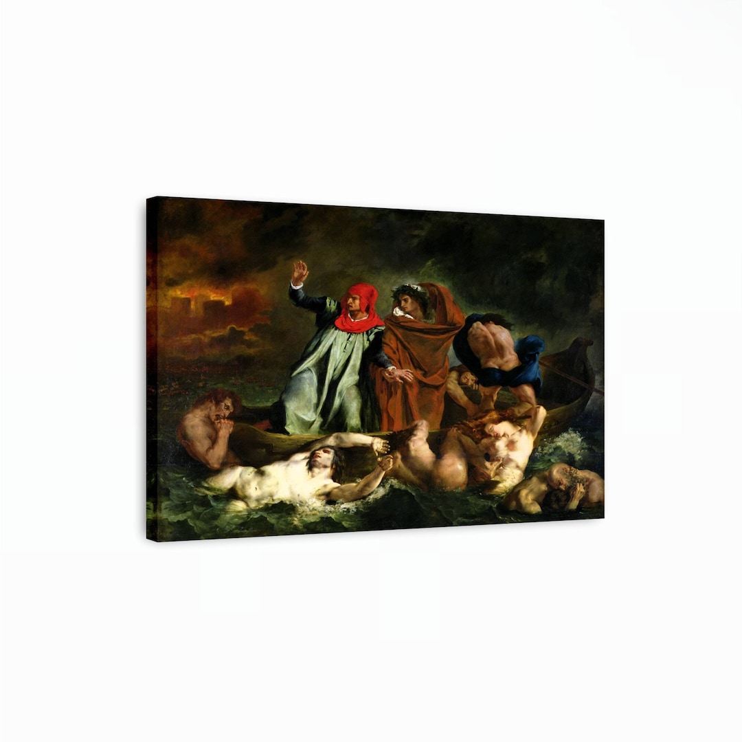 Eugène Delacroix the Barque of Dante Canvas Art Print, Famous