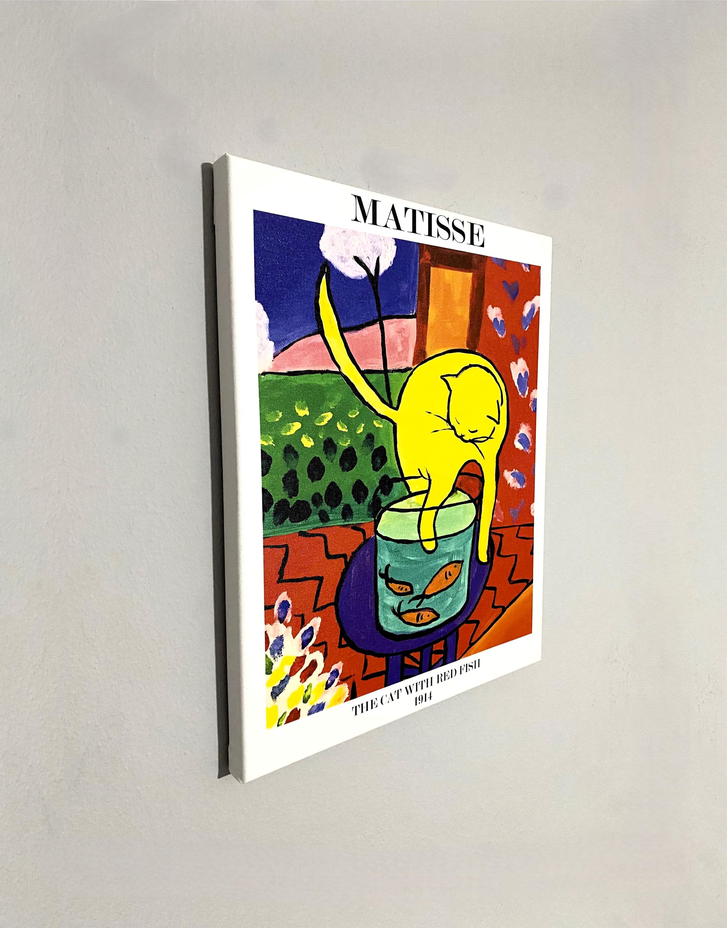 マティス「赤い魚を連れた猫」キャンバスアート、有名な絵画、すぐに