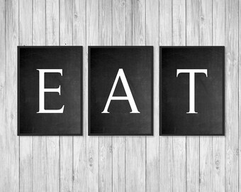 EAT Sign Print Set of 3: Modern Kitchen Wall Art