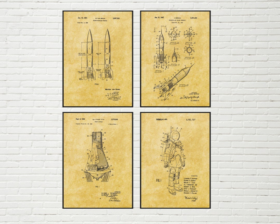 Space Patent Art Prints: NASA Rocket, Capsule, Suit (set of 4) - Etsy