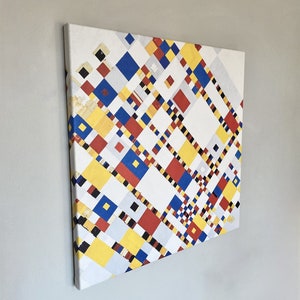 Piet Mondriaan - Victory Boogie Woogie canvaskunst, Mondriaan print, abstracte kunst, beroemd schilderij, geometrische muurkunst, reproductie canvaskunst