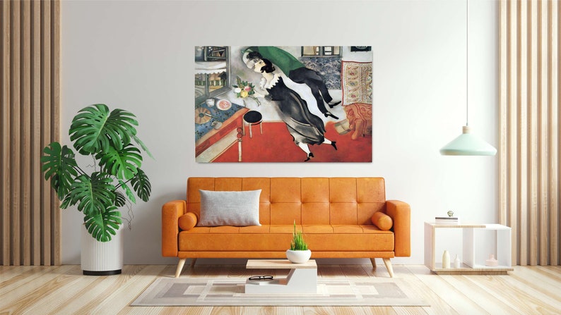 Marc Chagall Leinwanddruck „The Birthday 1915“ - naive Kunst - Home Decor 1P Total: 24"x16" inches