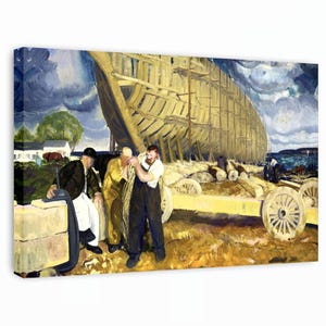 George Wesley Bellows Canvas Art, Builders of Ships (1916) Print, Coastal Wall Art, Reproduction Canvas Art, Home Wall Art, Beach House Art