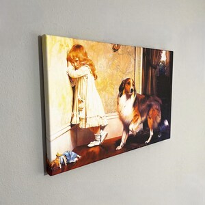 Charles Burton Barber - A special pleader Canvas Art, Little Girl and Dog, Animal Wall Art, Reproduction Canvas Print, Animal Lover Gifts