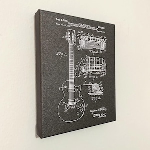 Gibson Guitar Patent Canvas Art, Guitar Blueprint Wall Decor for Studio or Home, Guitar Wall Art, Musician Gift, Retro Music Canvas Print