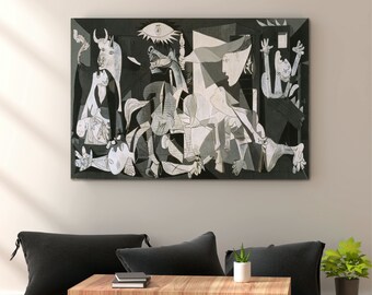 ピカソ「ゲルニカ」キャンバスアート、有名な絵画の複製、すぐに掛け