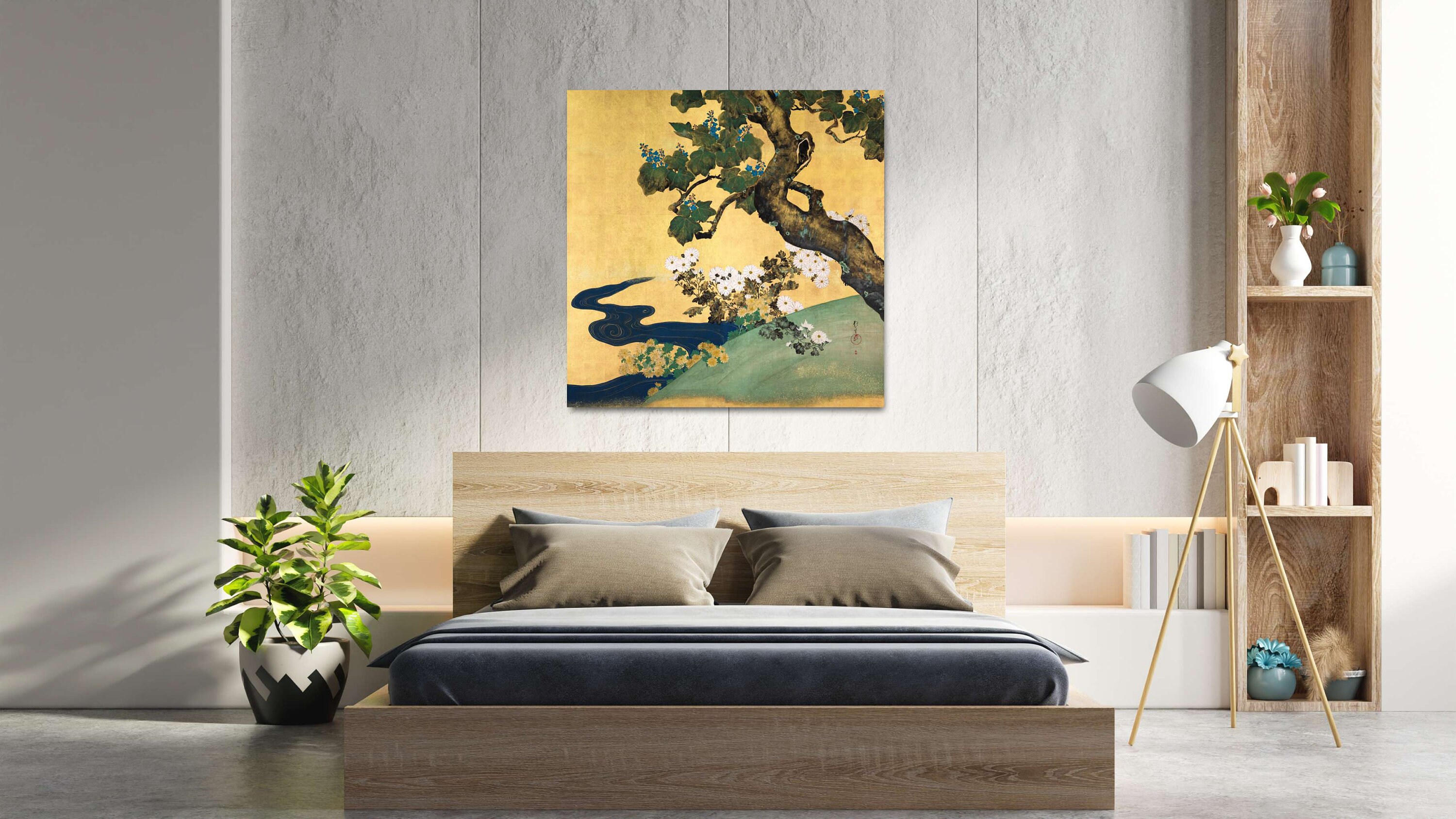 酒井抱一「桐と菊」キャンバスアート、日本の風景画 - Etsy 日本
