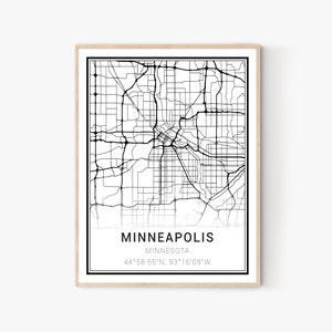 Minneapolis City Map Print | Minnesota Maps, Minneapolis Map Print, Minneapolis Print, Minneapolis Wall Art, Minneapolis Canvas Art