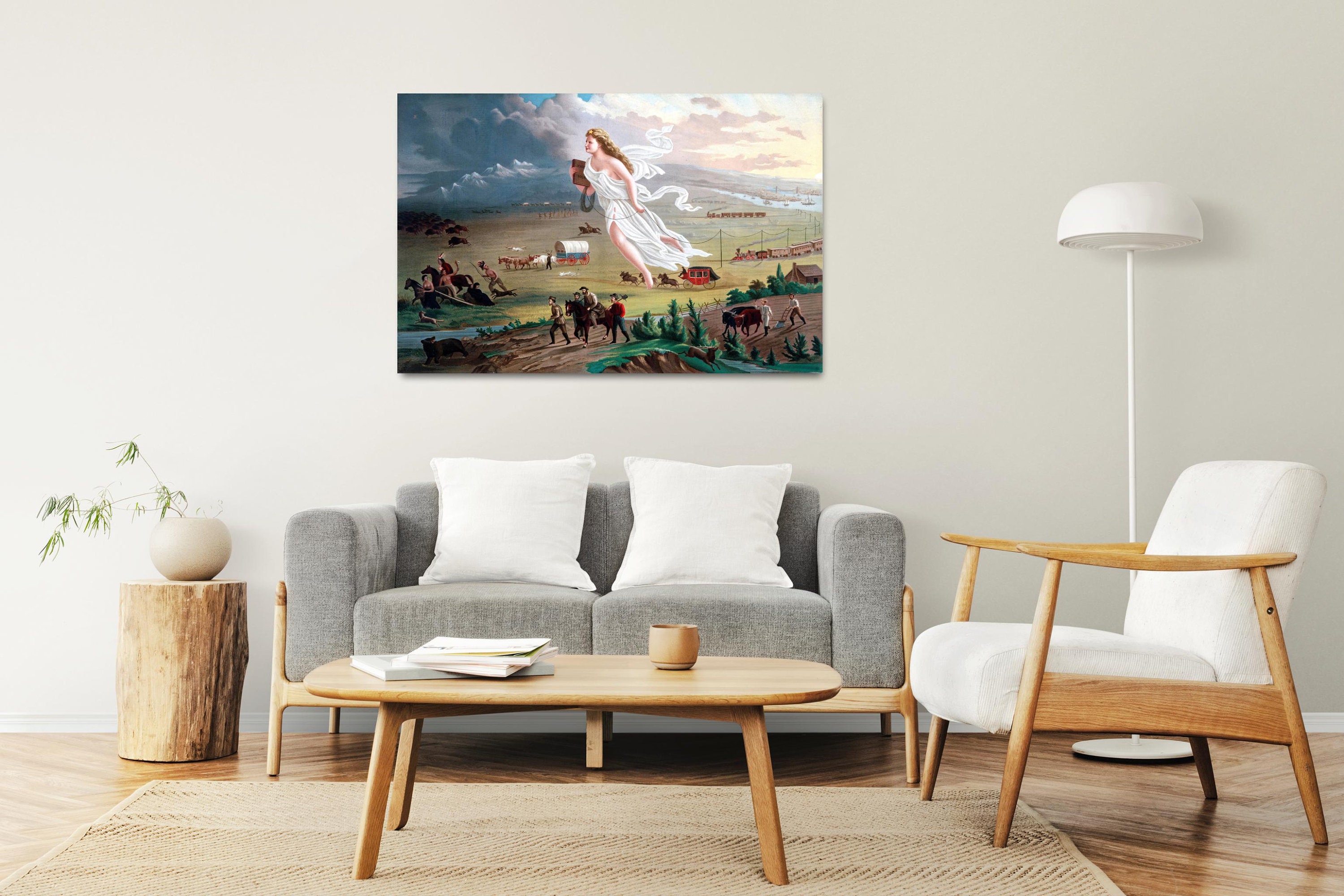 Tableau Canvas "American Progress" Par John Gast - Imprimé D'Art Murale Sur Châssis, USA