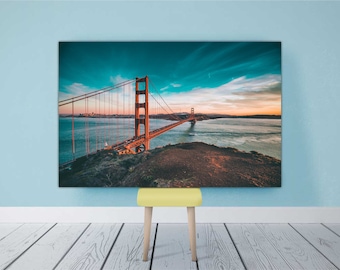 San Francisco Golden Gate Bridge Canvas Print | California Wall Art, Office Print, Golden Gate Bridge, Handmade Canvas Golden Gate