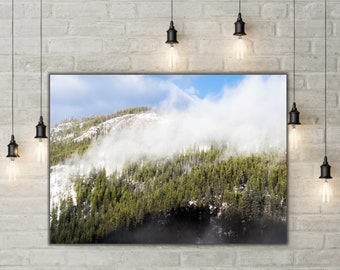Foggy Mountain Canvas Print: Forest Trees Wall Art
