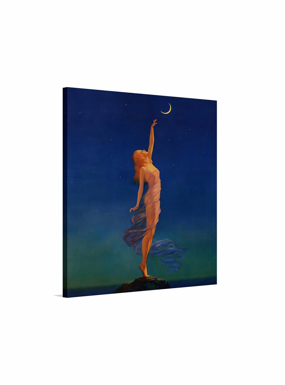 Reaching for the Moon by Edward Mason Eggleston Canvas Wall Art, Moon