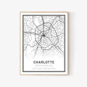 Charlotte City Map Print | North Carolina Maps, Charlotte Map Print, Charlotte Print,Charlotte Wall Art,Charlotte Canvas Art,Charlotte Decor