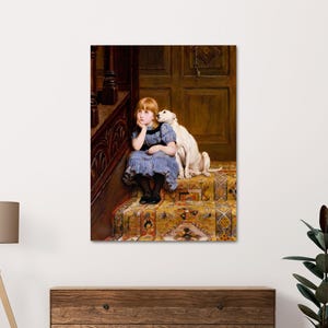 Briton Riviere &#39;Sympathy&#39; Canvas Art: Dog and Girl Child Print
