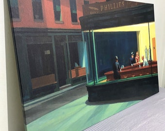 Nighthawks Canvas Art, Edward Hopper Reproduction, Diner Wall Art