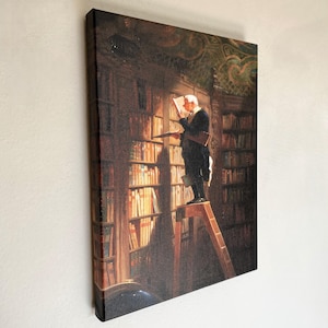 Carl Spitzweg - The Bookworm Canvas Art, Library Art Print, Famous Painting, Spitzweg Wall Art,Reproduction Canvas Home Decor,Ready To Hang!
