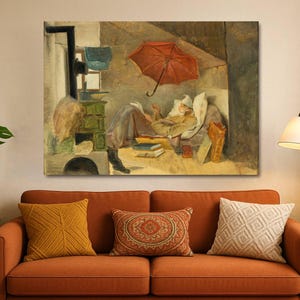 The Poor Poet Canvas, Carl Spitzweg Canvas Print, German Classical Painting, Spitzweg Wall Art,  Intellectual Gift, Literary Canvas Wall Art
