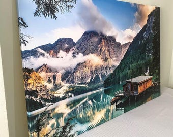Mountain Lake Canvas Art: Large Landscape Print Decor
