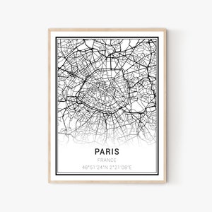 パリ市街地図プリント | フランス地図、パリ地図プリント、パリプリント、パリ壁アート、パリキャンバスアート、パリ装飾、ホームオフィス装飾