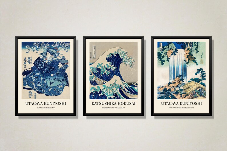 Japanese Wall Prints Set of 3 Woodblock Prints Japanese - Etsy