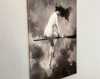 Impressão em tela de mulher oculta: decoração simbolista gótica
