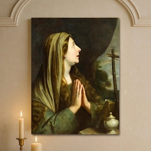 Mary Magdalene Canvas Art Print: Baroque Catholic Religious Decor