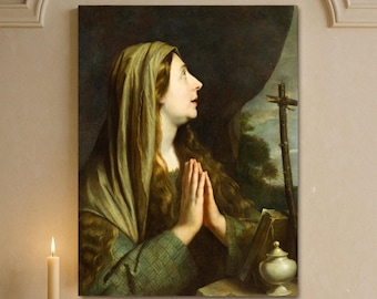 Mary Magdalene Canvas Art Print: Baroque Catholic Religious Decor