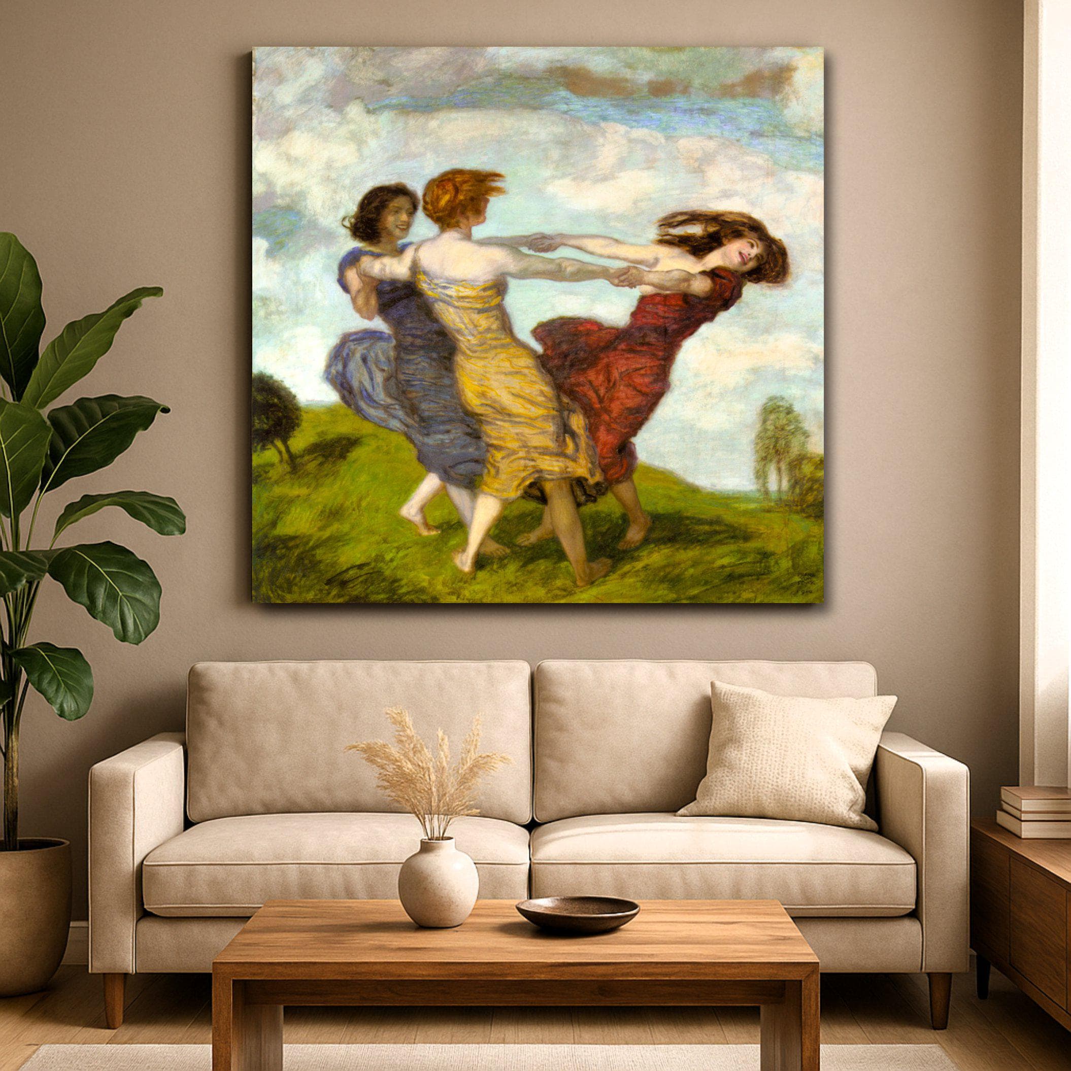 Sounds of Spring by Franz Von Stuck Canvas Art, Mythical Dance